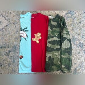 Girls - Crewcuts Graphic T-Shirt Trio - Red, Light Blue, Green Camo - Small 6/7